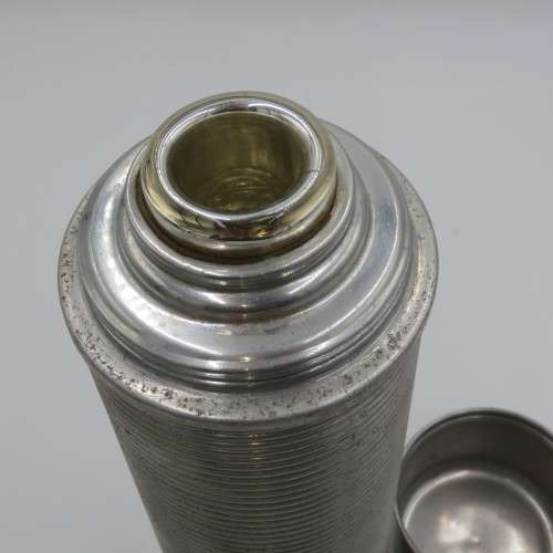 Vintage Icy-Hot brand aluminum vacuum bottle flash - Needs cork stopper - 34 cm High