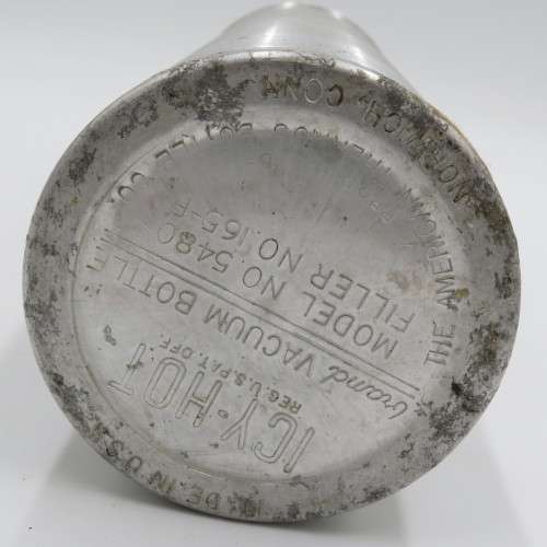 Vintage Icy-Hot brand aluminum vacuum bottle flash - Needs cork stopper - 34 cm High