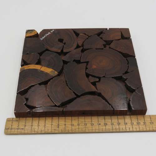 Vintage Tambotie wood square coaster - Marked `Sektor 20` - Possibly military souvenir