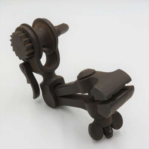 Antique vise clamp with ratchet winch pulley