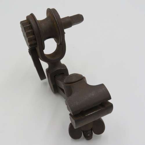 Antique vise clamp with ratchet winch pulley