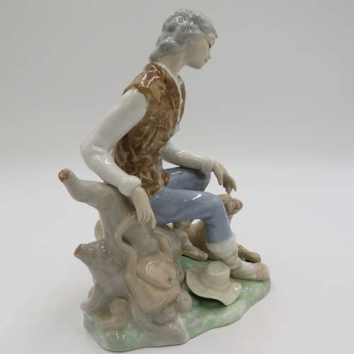 Vintage Tengra Spanish porcelain man with dog figurine