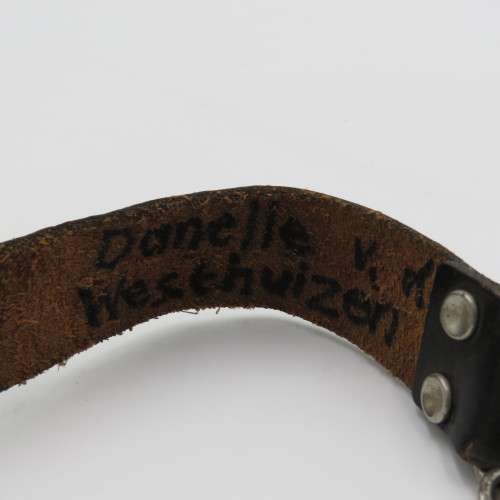 Vintage `Die Voortrekkers` leather belt and buckle - Length 71 cm