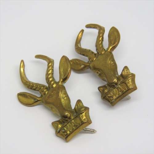 Pair of SADF brass Infantry collar badges