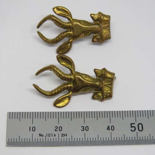 Pair of SADF brass Infantry collar badges