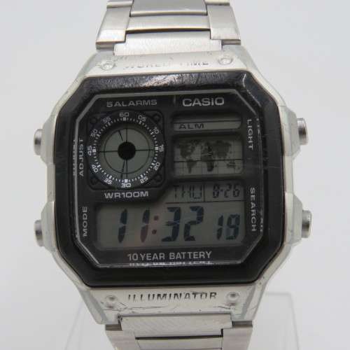 Casio Illuminator World time digital mens quartz watch - AE-1200WH