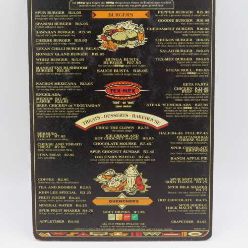 Vintage San Francisco Spur Strand wooden menu