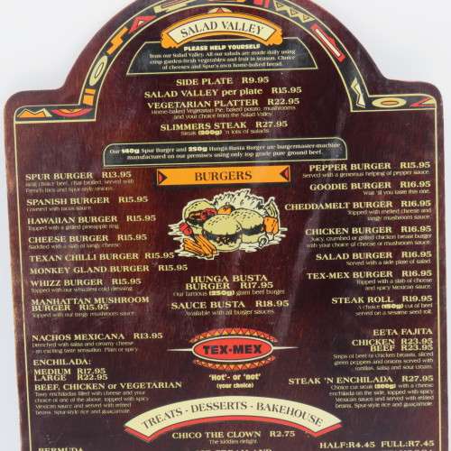 Vintage San Francisco Spur Strand wooden menu