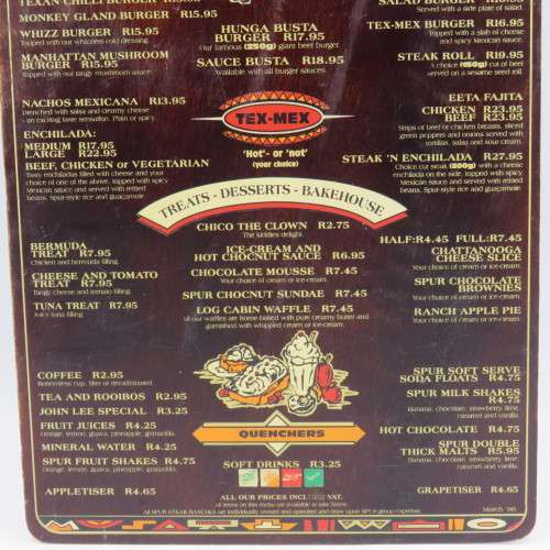 Vintage San Francisco Spur Strand wooden menu