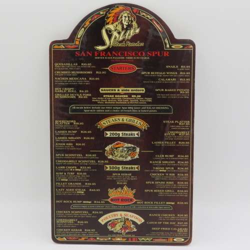 Vintage San Francisco Spur Strand wooden menu