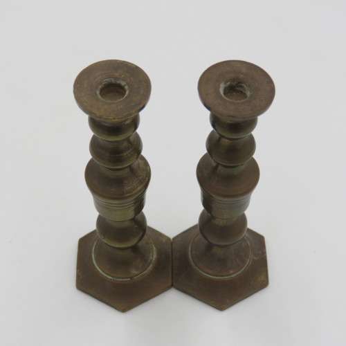 Pair of Miniature brass candle sticks