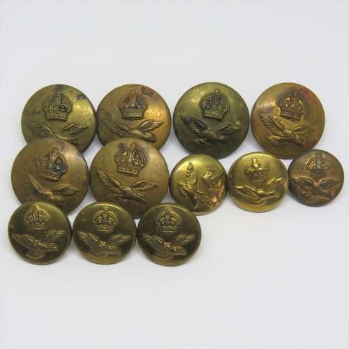 Lot of 12 WW2 Royal Air Force uniform buttons - 6 large and 6 small