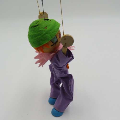 Vintage Pelham Puppets wooden clown marionette toy - Needs new strings