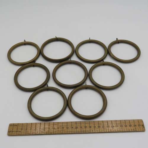 Lot of 9 vintage brass curtain rings