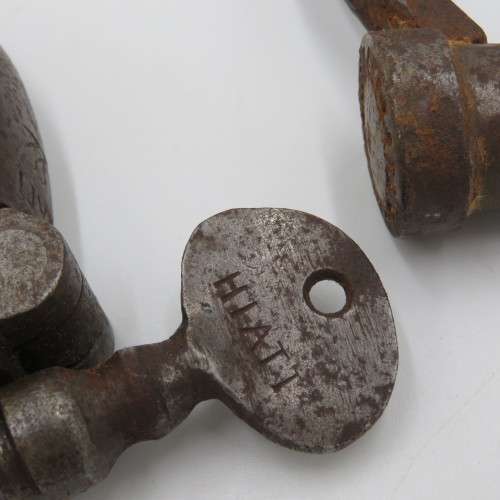Antique Hiatt iron foot cuffs with keys