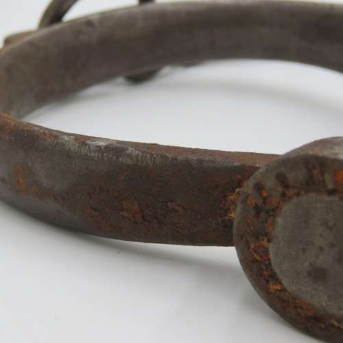Antique Hiatt iron foot cuffs with keys
