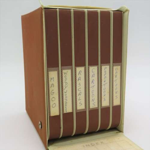 Set of 6 vintage 8mm Cartoons in Minette Reel container - Movies titles listed