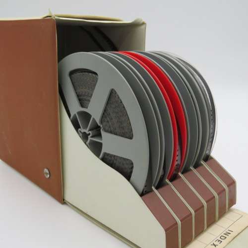 Set of 6 vintage 8mm Cartoons in Minette Reel container - Movies titles listed