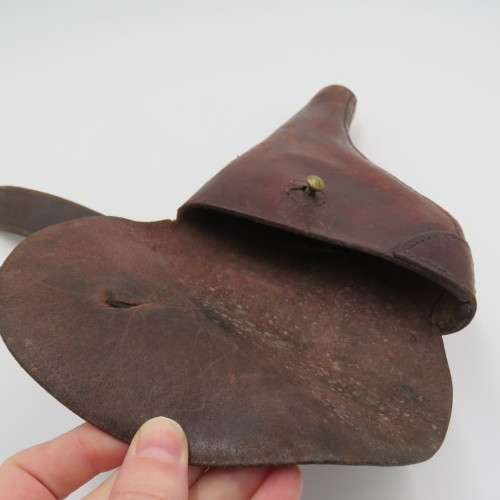 Vintage leather gun holster as used by military - With shoulder strap - Belt strap loose