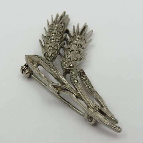 Vintage marcasite brooch with with wheat ears