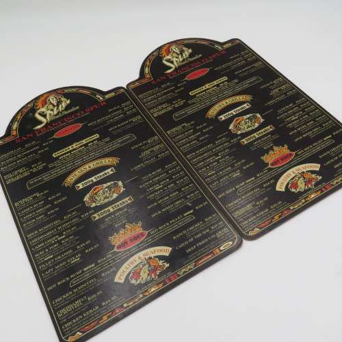 Lot of 6 vintage wooden spur menus for placemats