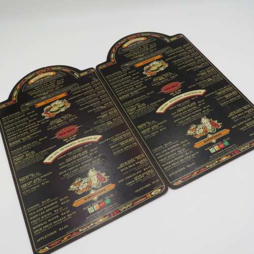 Lot of 6 vintage wooden spur menus for placemats