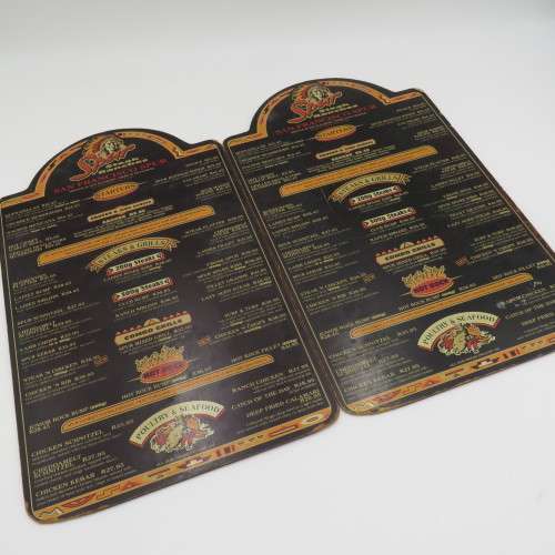 Lot of 6 vintage wooden spur menus for placemats