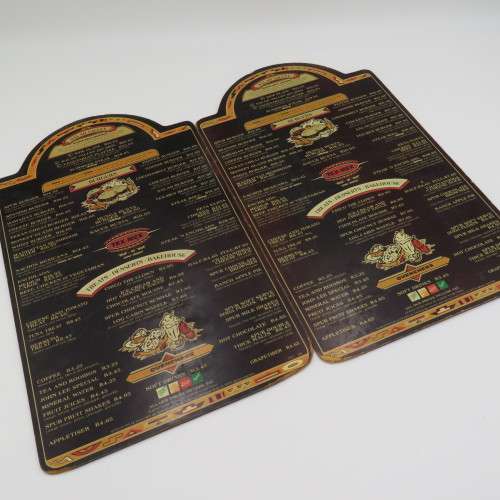 Lot of 6 vintage wooden spur menus for placemats
