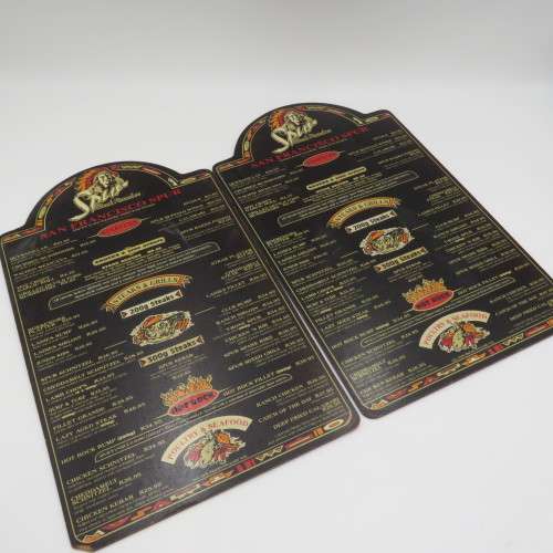 Lot of 6 vintage wooden spur menus for placemats