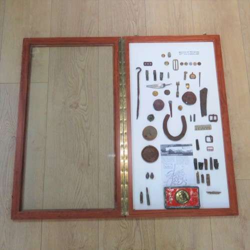 Boer War Battle of Belmont artifact display - 90 x 49 cm