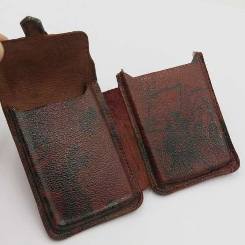 Antique leather cigarette pouch