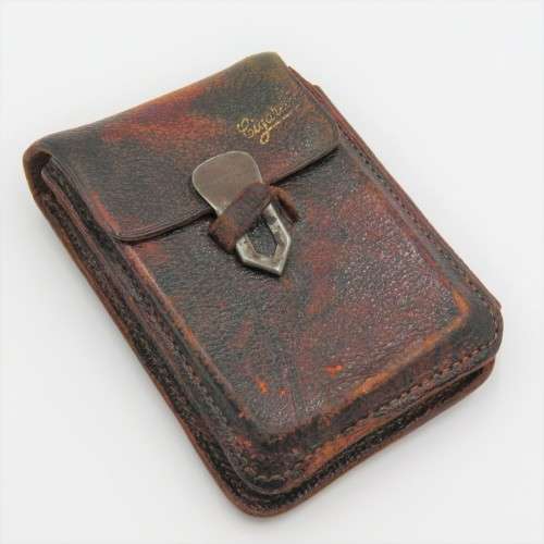 Antique leather cigarette pouch