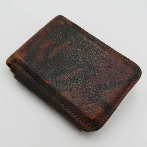 Antique leather cigarette pouch