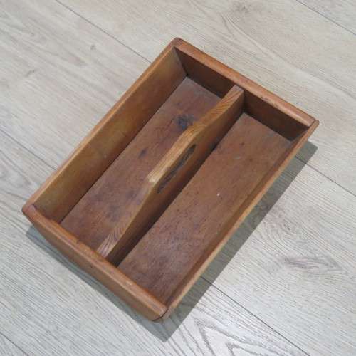 Antique wooden utensil tray - Size 38 x 27 cm