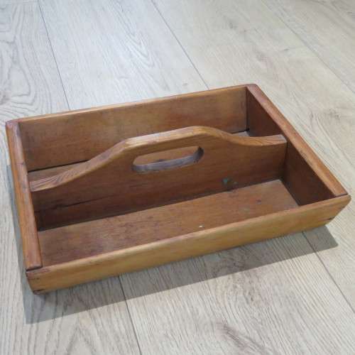 Antique wooden utensil tray - Size 38 x 27 cm