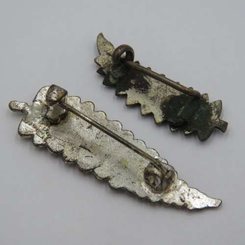 Pair of New Zealand silver fern pin badges