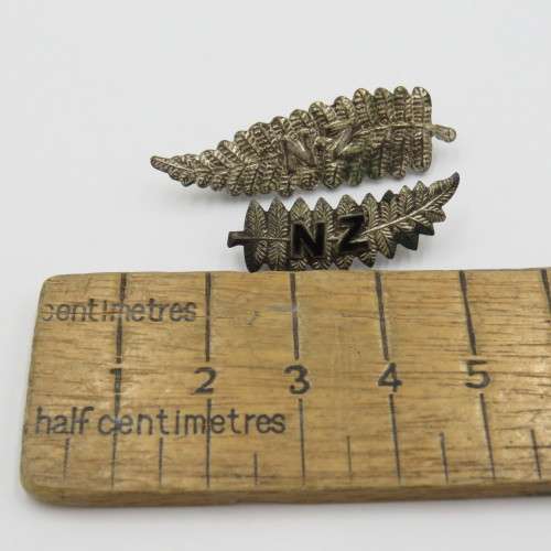 Pair of New Zealand silver fern pin badges
