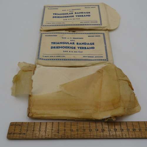 Lot of vintage medical bandages and gloves