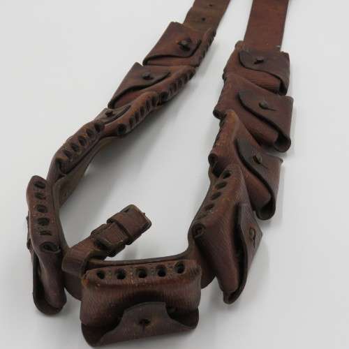 Boer War 10 Pocket / 50 rounds leather .303 ammo bandolier - Length 128 cm