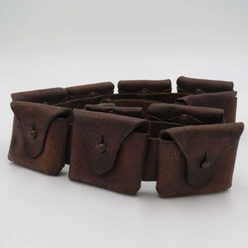 Boer War 10 Pocket / 50 rounds leather .303 ammo bandolier - Length 128 cm