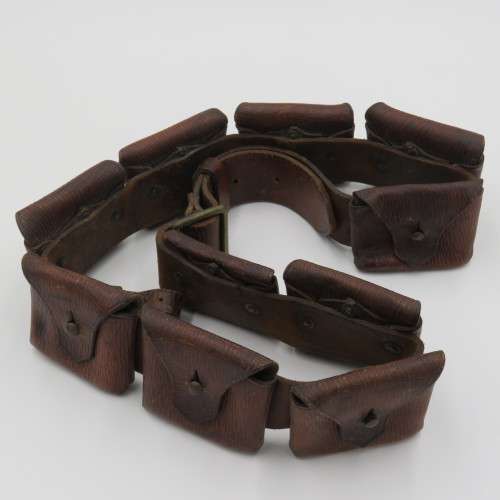 Boer War 10 Pocket / 50 rounds leather .303 ammo bandolier - Length 128 cm