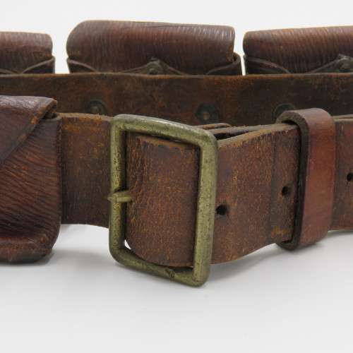 Boer War 10 Pocket / 50 rounds leather .303 ammo bandolier - Length 128 cm
