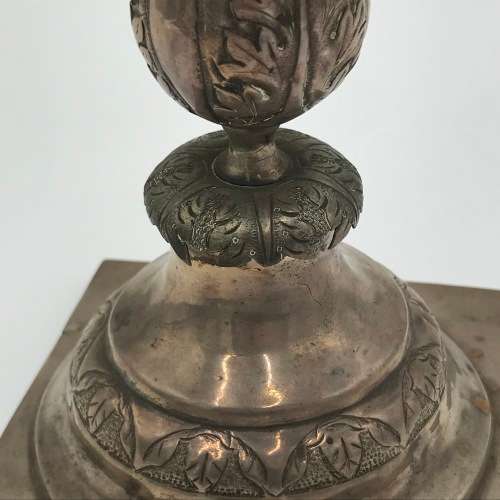 Pair of Russian silver candle holders - weighs 970 grams