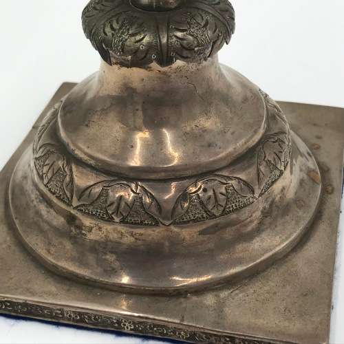 Pair of Russian silver candle holders - weighs 970 grams