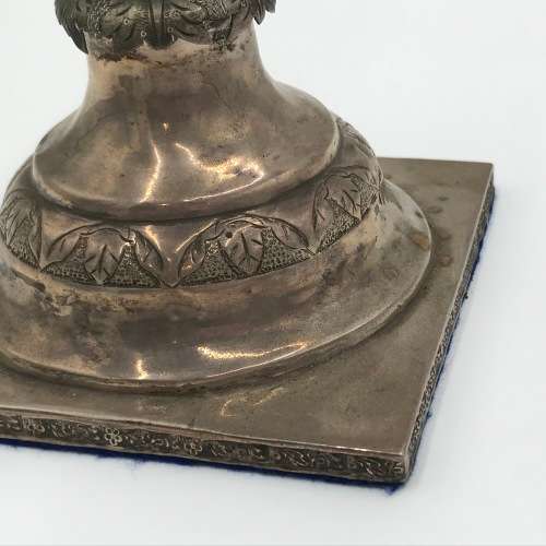 Pair of Russian silver candle holders - weighs 970 grams