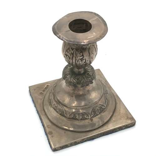Pair of Russian silver candle holders - weighs 970 grams
