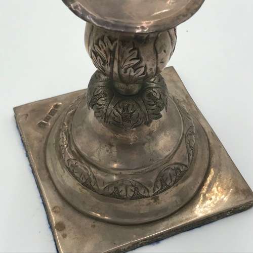 Pair of Russian silver candle holders - weighs 970 grams