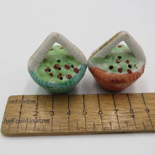 Vintage porcelain Chinese farmer salt and pepper shakers