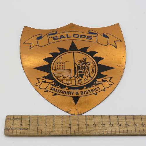 Rhodesia SALOPS Salisbury and District copper plaque