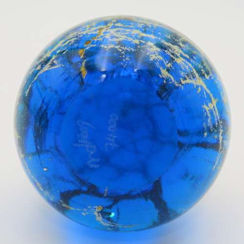 Beautiful handmade glass paperweight - Signed at bottom